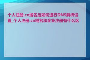 个人注册.cn域名后如何进行DNS解析设置_个人注册.cn域名和企业注册有什么区别