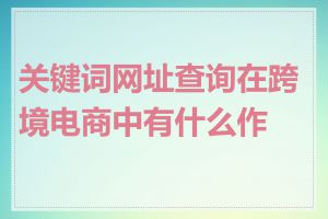 关键词网址查询在跨境电商中有什么作用