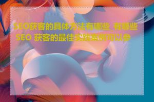 SEO获客的具体方法有哪些_有哪些 SEO 获客的最佳实践案例可以参考