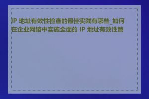 IP 地址有效性检查的最佳实践有哪些_如何在企业网络中实施全面的 IP 地址有效性管理