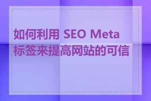 如何利用 SEO Meta 标签来提高网站的可信度