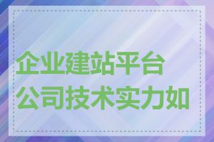 企业建站平台公司技术实力如何