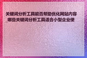 关键词分析工具能否帮助优化网站内容_哪些关键词分析工具适合小型企业使用