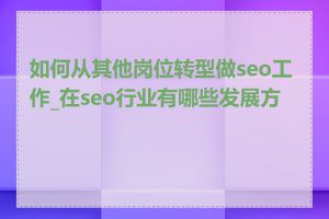 如何从其他岗位转型做seo工作_在seo行业有哪些发展方向