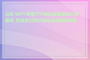 公共 WiFi 环境下IP地址容易被他人获取吗_在线支付时IP地址会被商家获取吗