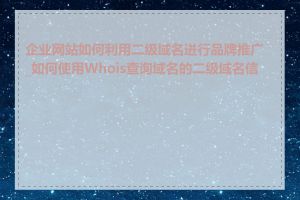 企业网站如何利用二级域名进行品牌推广_如何使用Whois查询域名的二级域名信息