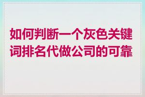 如何判断一个灰色关键词排名代做公司的可靠性