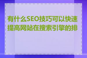 有什么SEO技巧可以快速提高网站在搜索引擎的排名