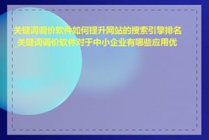 关键词调价软件如何提升网站的搜索引擎排名_关键词调价软件对于中小企业有哪些应用优势