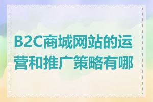 B2C商城网站的运营和推广策略有哪些