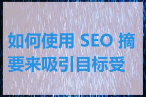 如何使用 SEO 摘要来吸引目标受众