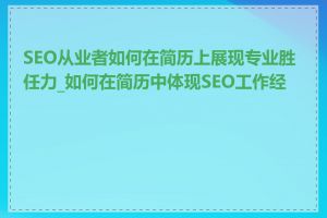 SEO从业者如何在简历上展现专业胜任力_如何在简历中体现SEO工作经历