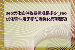 seo优化软件收费标准是多少_seo优化软件用于移动端优化有哪些功能