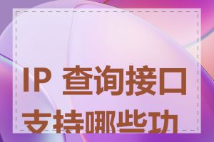 IP 查询接口支持哪些功能