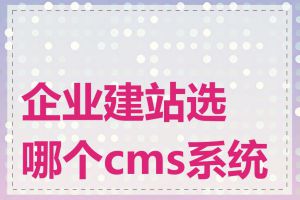 企业建站选哪个cms系统好