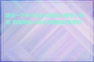 建设一个中小型企业网站大概多少费用_自建网站vs找公司建站的费用对比