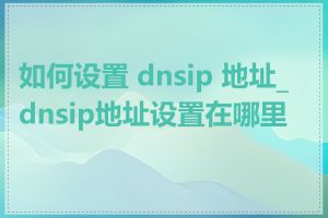 如何设置 dnsip 地址_dnsip地址设置在哪里找