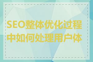 SEO整体优化过程中如何处理用户体验