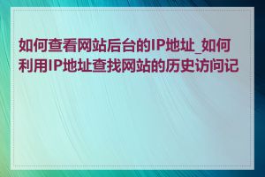 如何查看网站后台的IP地址_如何利用IP地址查找网站的历史访问记录