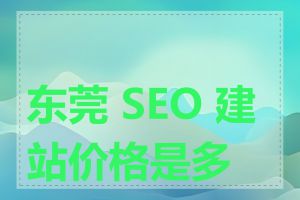 东莞 SEO 建站价格是多少