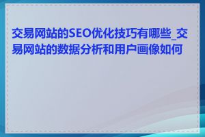 交易网站的SEO优化技巧有哪些_交易网站的数据分析和用户画像如何做