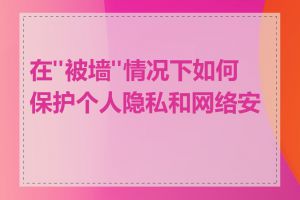 在"被墙"情况下如何保护个人隐私和网络安全