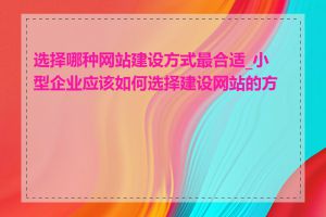 选择哪种网站建设方式最合适_小型企业应该如何选择建设网站的方式