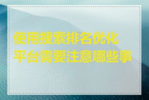 使用搜索排名优化平台需要注意哪些事项