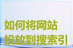 如何将网站投放到搜索引擎