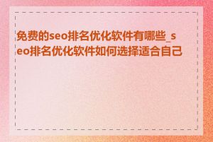 免费的seo排名优化软件有哪些_seo排名优化软件如何选择适合自己的