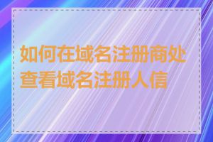 如何在域名注册商处查看域名注册人信息