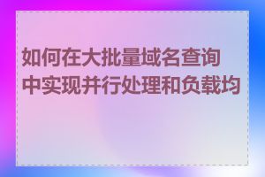 如何在大批量域名查询中实现并行处理和负载均衡