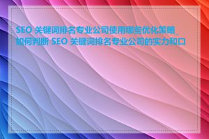 SEO 关键词排名专业公司使用哪些优化策略_如何判断 SEO 关键词排名专业公司的实力和口碑