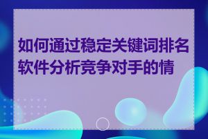 如何通过稳定关键词排名软件分析竞争对手的情况