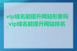 vip域名能提升网站形象吗_vip域名能提升网站排名吗