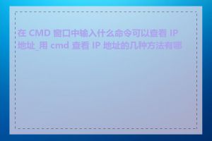 在 CMD 窗口中输入什么命令可以查看 IP 地址_用 cmd 查看 IP 地址的几种方法有哪些