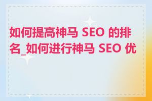 如何提高神马 SEO 的排名_如何进行神马 SEO 优化