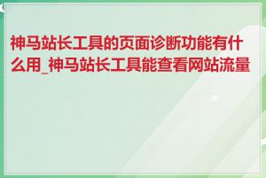 神马站长工具的页面诊断功能有什么用_神马站长工具能查看网站流量吗