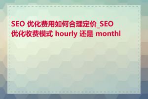 SEO 优化费用如何合理定价_SEO 优化收费模式 hourly 还是 monthly