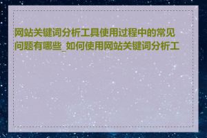 网站关键词分析工具使用过程中的常见问题有哪些_如何使用网站关键词分析工具