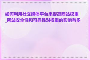 如何利用社交媒体平台来提高网站权重_网站安全性和可靠性对权重的影响有多大