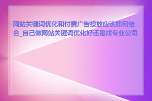 网站关键词优化和付费广告投放应该如何结合_自己做网站关键词优化好还是找专业公司好