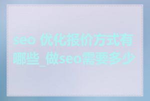 seo 优化报价方式有哪些_做seo需要多少钱