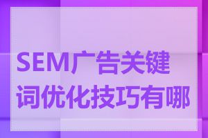 SEM广告关键词优化技巧有哪些