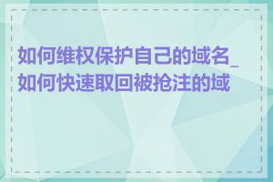 如何维权保护自己的域名_如何快速取回被抢注的域名