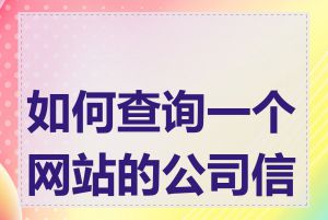 如何查询一个网站的公司信息