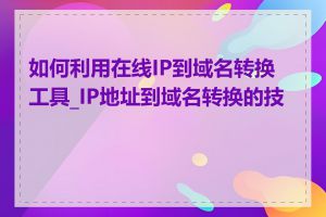 如何利用在线IP到域名转换工具_IP地址到域名转换的技巧