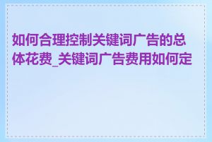 如何合理控制关键词广告的总体花费_关键词广告费用如何定价