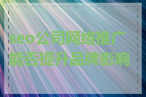 seo公司网络推广能否提升品牌影响力