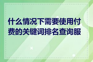 什么情况下需要使用付费的关键词排名查询服务